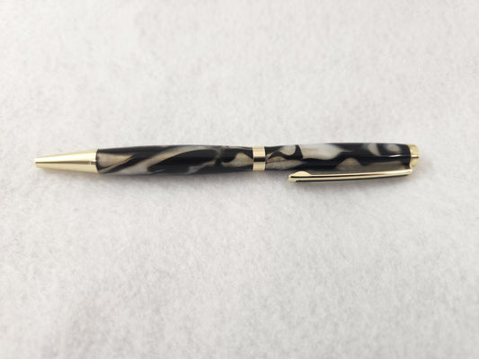 Ballpoint Pen - Black and Silver Acrylic