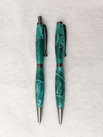 Ballpoint Pen and Mechanical Pencil Set - Green Acrylic